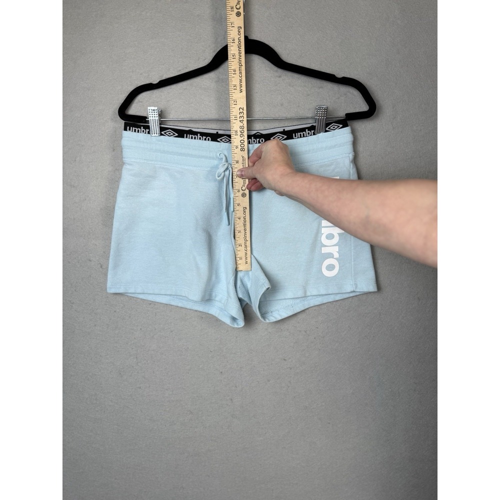 Umbro Sweat Shorts Womens M?(read) Light Blue Logo Drawstring Athleisure Retro - Picture 3 of 6